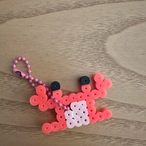 Pink Beaded Crab Keychain